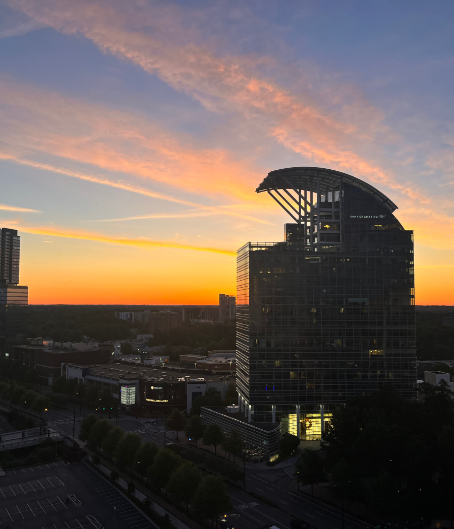 Morning sunrise dawning over cityscape